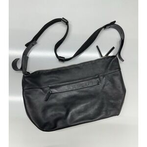 Fausto Santini Large Soft Black Lambskin Leather Shoulder Bag 20”x12”